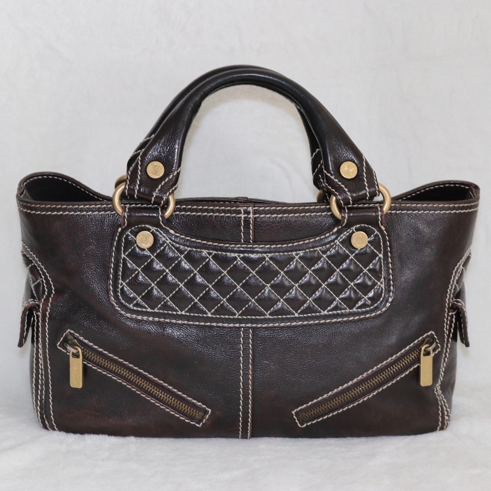 Celine Brown Quilted Leather Boogie Handbag ITALY
